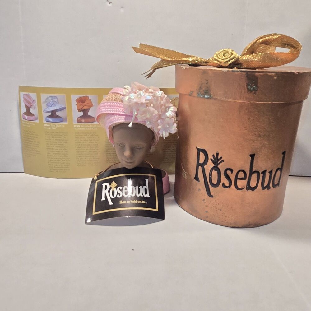 2004 Harriet Rosebud Miniature Sister Moore Pink Sinamay Designer Hat Bust #3107